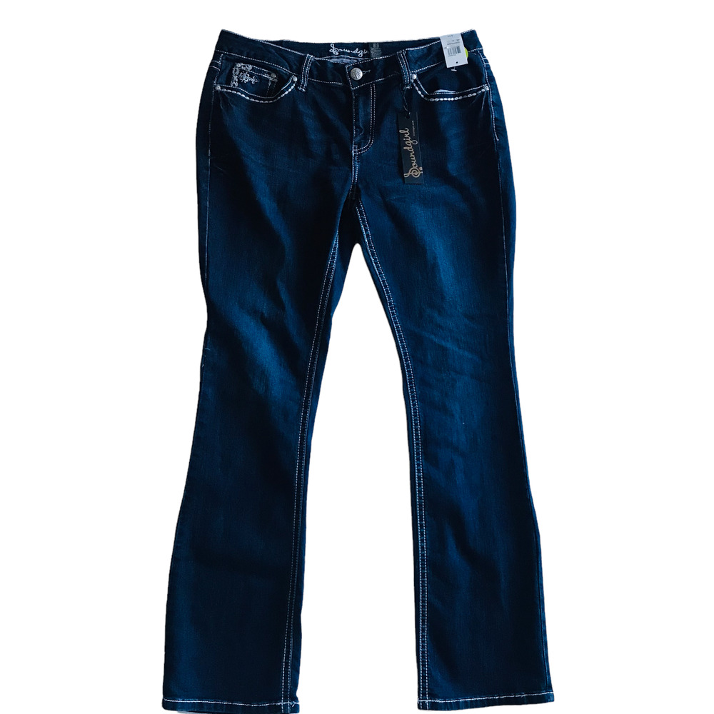 SoundGirl Size 16 Embellished Denim Jeans Fleur de lys Juniors Plus NEW - Picture 5 of 9